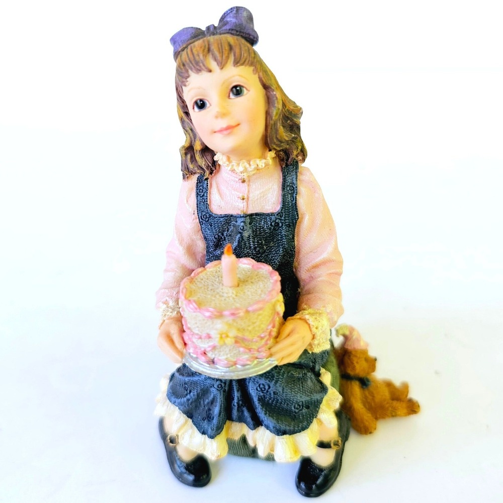 2004 Boyds Yesterdays Child Make A Wish Figurine Birthday‎ Cake Cottagecore